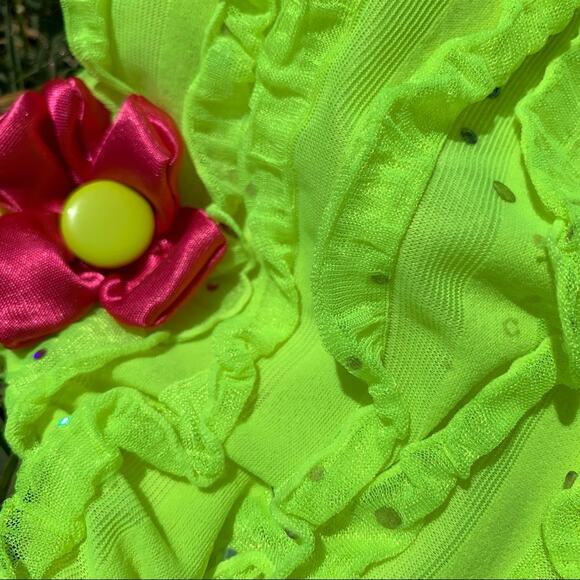 Real Love Neon Yellow and Pink Ruffle Dress Size 6X - Picture 5 of 5